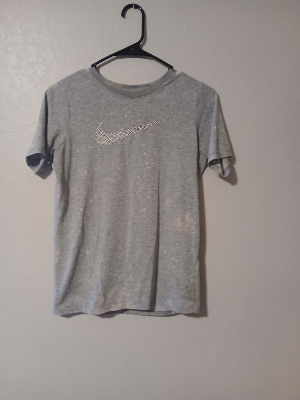 Nike Light Gray Rhinestone Swoosh Short Sleeve Tee